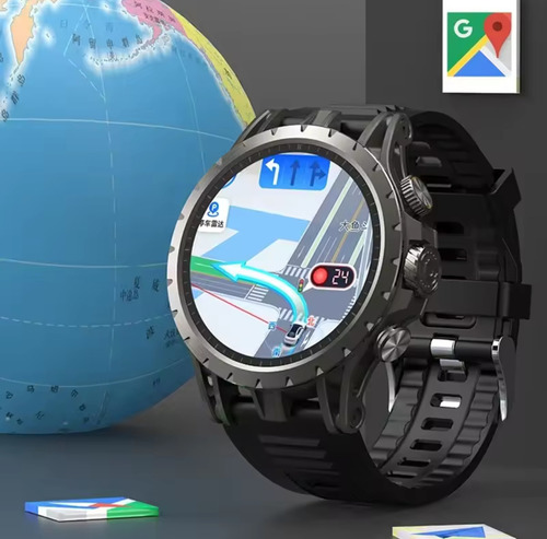 Smartwatch 5g Redondo Q85 4/32gb Amoled, Chip, Gps, Wi-fi... Caixa Preto Pulseira Preto Bisel Cinza-escuro Desenho Da Pulseira Militar