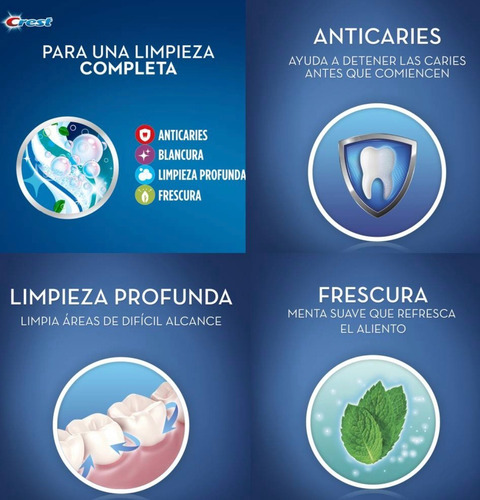Crema Dental Crest Complete 4 En 1 De 100 Ml C/u 6 Piezas