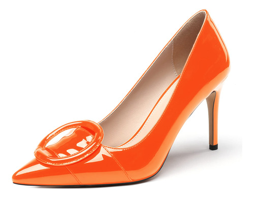 Wayderns Mujer Naranja Zapato Sobre Cuero  B098xkdpgx_100424