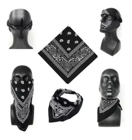 Kit 3 Bandana Lenço Durag Preta Vermelha E Branca - R$ 25,58