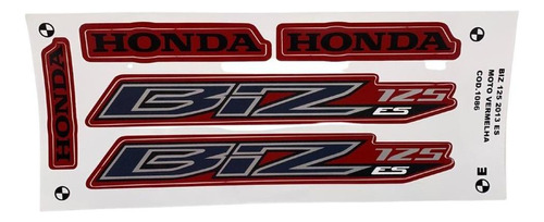 Kit Adesivo Jogo Faixas Moto Honda Biz 125 2013 Es Vermelha Cor Vermelho