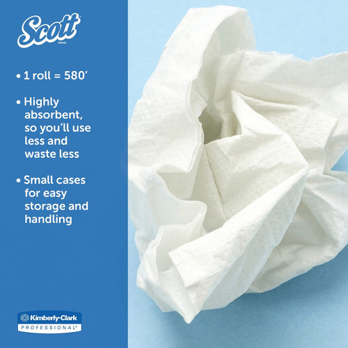 Scott Control Slimroll - Toallas De Papel (12388) Con Bolsillos De Absorción De Secado Rápido, Color Blanco, 6 Rollos/funda, 580 Pies/rollo