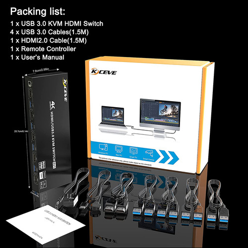 Switch Kvm Kc-kvm401a Monitores Kvm Usb 3.0hdmi 2/4 Computad