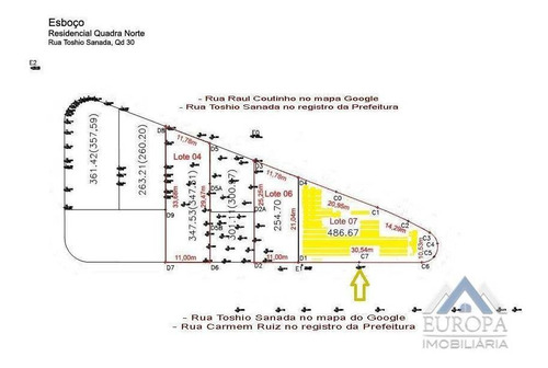 Imagem 6 de 6 de Terreno À Venda, 487 M² Por R$ 140.000,00 - Residencial Quadra Norte - Londrina/pr - Te0045