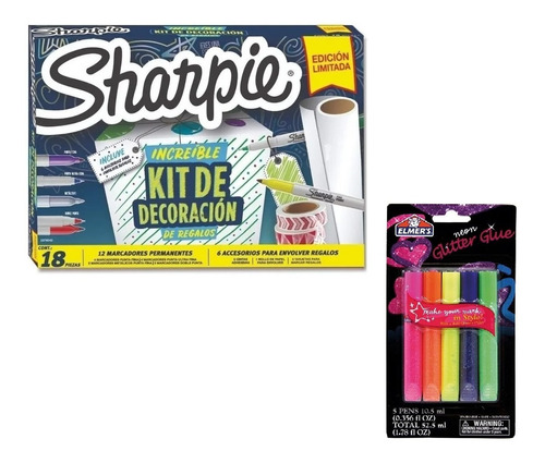 Sharpie Kit De Regalos + Glitter Elmers.