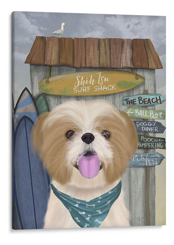 Canvas Lab Cuadro Shih Tsu Surf Shack 30x40, Fab Funky