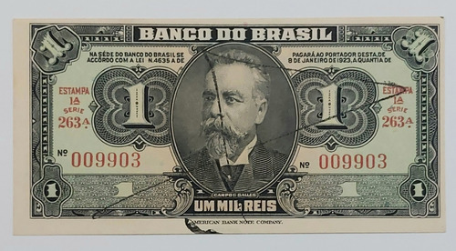 Cédula Brasil 1000 Réis R193 1923 Fe Rara Catálogo $190 (Usado)