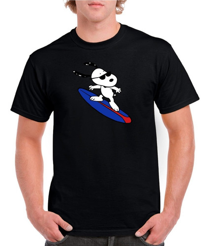 Polera Hombre Estampado Snoopy Surfeando