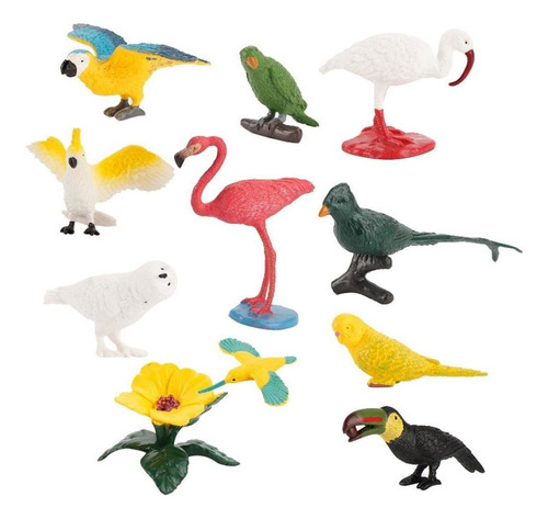 Set De Maquetas Mini Bird De 10 Piezas: Parrot Flamingo Humm
