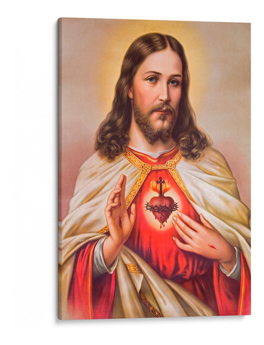 Quadro Sagrado Coração De Jesus Tela Canvas 100x150 Cm