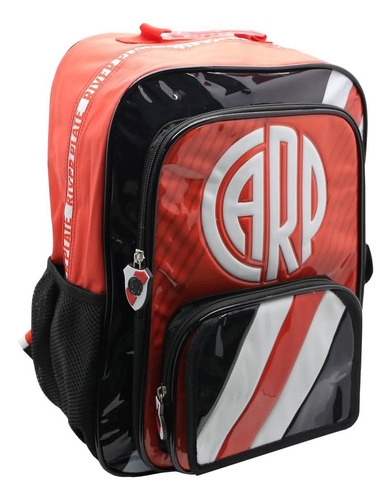 Mochila Escolar River Plate Carp Diseño Black Color Negro Diseño de la tela Liso