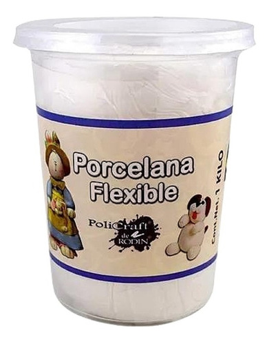 Porcelana Flexible Pasta Francesa Moldeable Manualidades 1kg Color Blanco