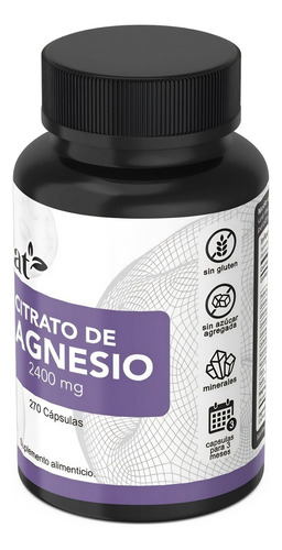 Citrato De Magnesio 2400mg Vnat 270 Caps Magnesium Citrate A Sabor Neutro