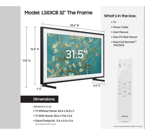 Smart Tv Samsung Full Hd 32 Ls03c The Frame Reacondicionado (Reacondicionado)