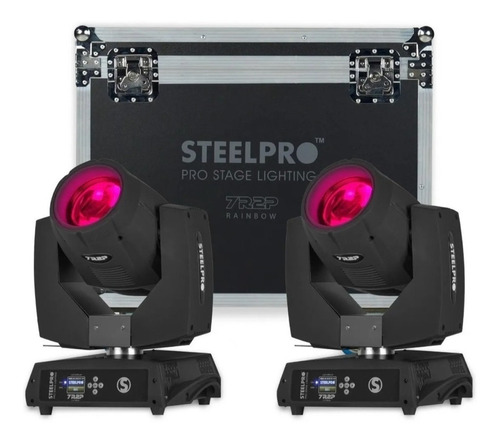 Kit De 2 Cabezas Móviles Beam 7r Arcoíris + Case - Steelpro