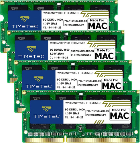 Timetec Kit 32 Gb (4x8 Gb) Compatible Con Ddr3l 1600 Mhz 5k,