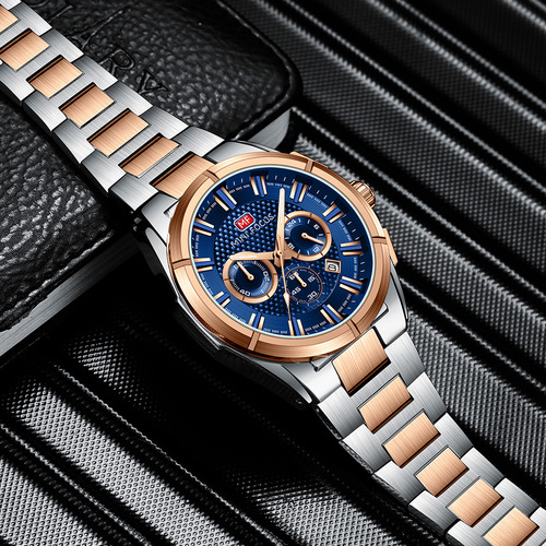 Reloj Luminoso Con Cronógrafo Mini Focus Calendar Color Del Fondo Silver Rose Blue