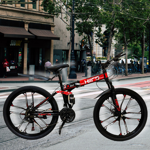 Bicicleta De Montaña Plegable Rodada 26 Color Rojo Con Negro Xiird Modelo W