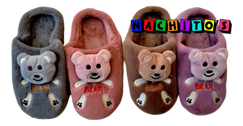 Pantufla Premium Niñas Y Niños. Zapato Descanso Modelo Oso