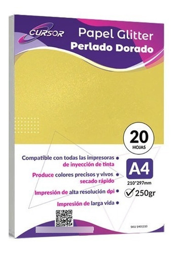 Papel Fotog Glitter Perlado Glossy Dorado 20hjs A4 Envíogrx5