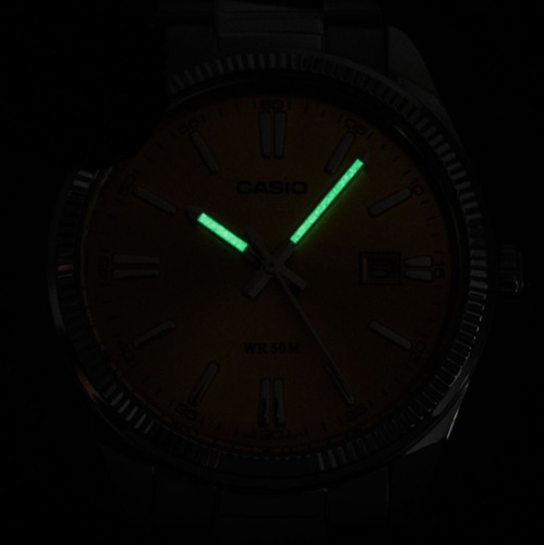 Reloj Para Caballero Casio Mtp-vd01 Color de la correa Negro Color del bisel Plateado Color del fondo Negro