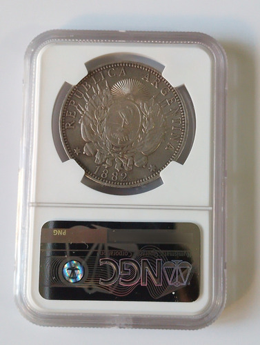 Moneda De Plata 1 Peso (1 Patacón) 1882 Certificada!! 25 G.