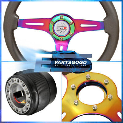6 Bolt Steering Wheel Gunmetal Wood Hub Adapter Type R H Aac