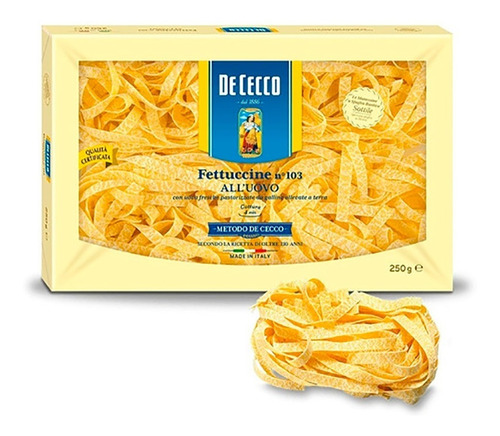 Fideos De Cecco Fettuccine N° 103 Al Huevo 250 Gr. Italia