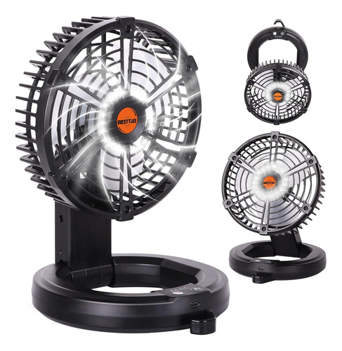 Ventilador Portátil De Mesa Con Bateria Y Luz