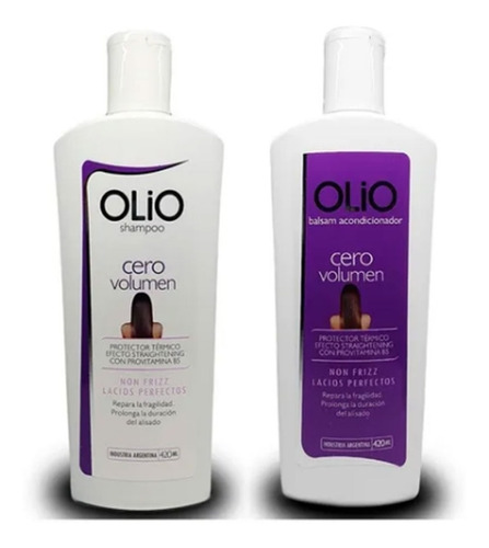 Shampoo + Acondicionador No Frizz Cero Volumen Olio 