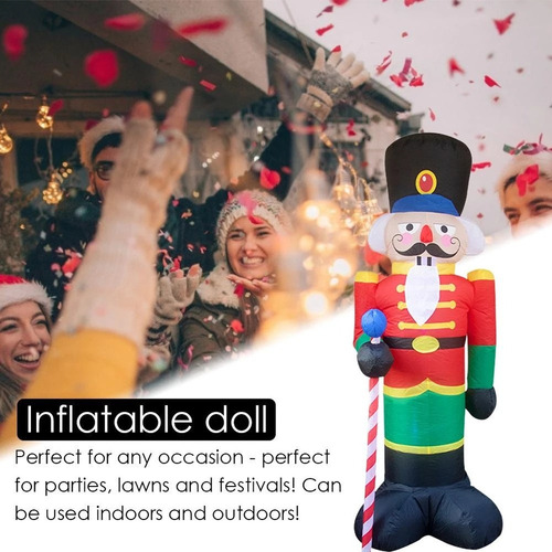 Figura Navideña Inflable Cascanueces Soldado Juguetones 2.4m