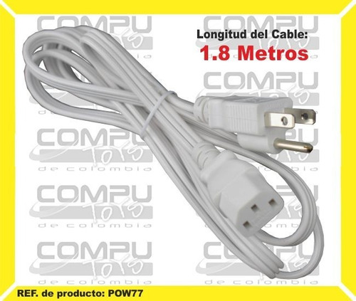 Cable Energia Ac Cpu O Monitor 1.8m Ref: Pow77 Computoys Sas