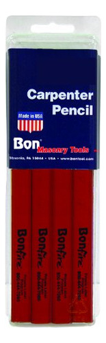 Bon 84841 7inch Carpenter Pencil Black Hard Lead Con Carcasa