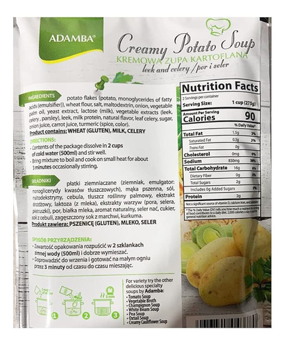 Mezcla De Sopa Cremosa De Papa Estilo Polaco Adamba, Paquete
