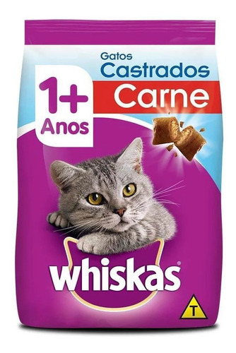 Alimento Whiskas Premium Castrados 1+ para gato adulto sabor carne em sacola de 500g