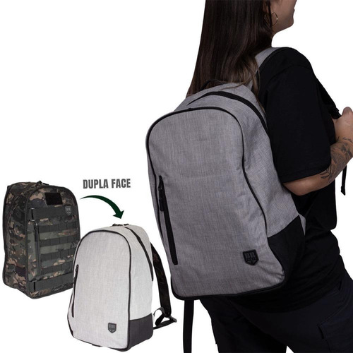 Mochila Sentinela 20l Reversível Cinza/multic Black Br Force Cor Cinza e Camuflado Desenho do tecido Liso