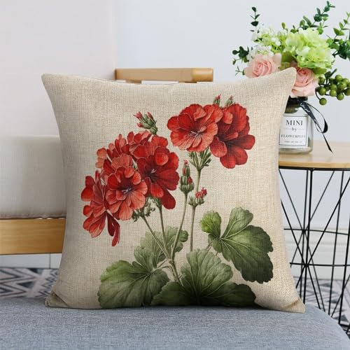 Set De 2 Fundas De Almohada De 45 X 45 Cm Con Flores Rojas,