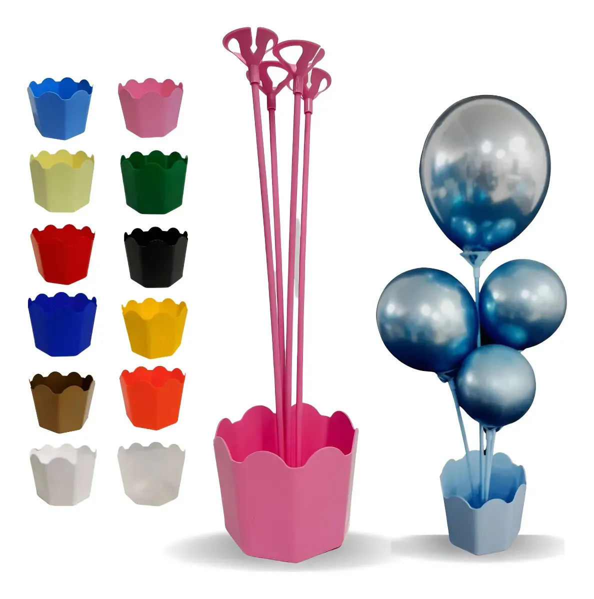 Cachepô Com Pega Balão Kit 5 Unidades Cor Azul Bebê