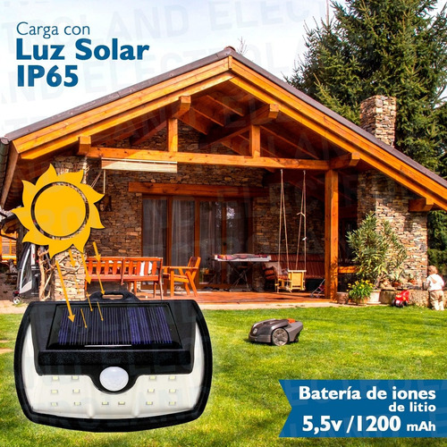Imagen 4 de 10 de Reflector Luz Led Panel Solar Sensor Movimiento Ip66