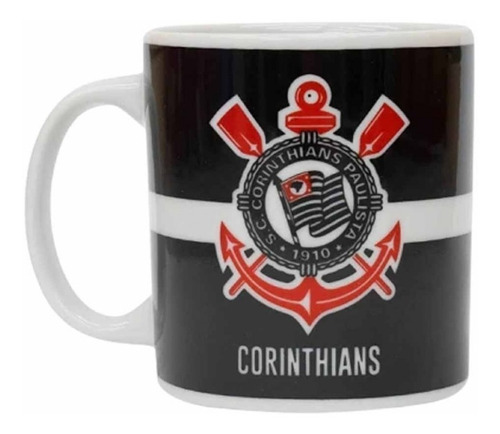 Caneca Porcelana 320ml Corinthians Cor Preto