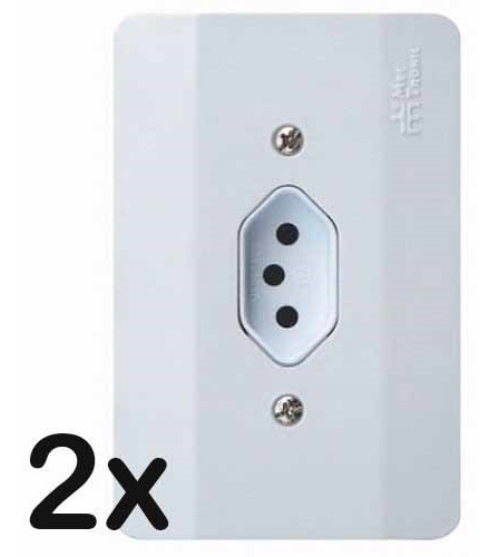 Tomada 2p T 20a 250v Com Placa Vertical Mec-tronic 2 Unidade Cor Branco