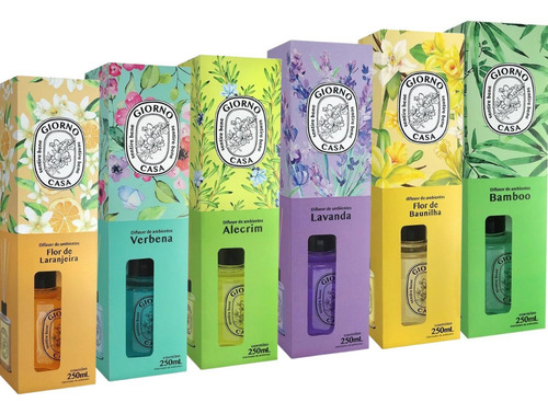 Imagem 1 de 6 de Difusor Varetas Aromatizador Cheiro Ambiente Giorno 250ml