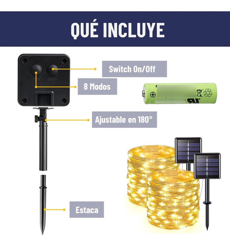 Guirnalda Solar Alambre Hada Maxwell Led Navidad Set 2 X 20m