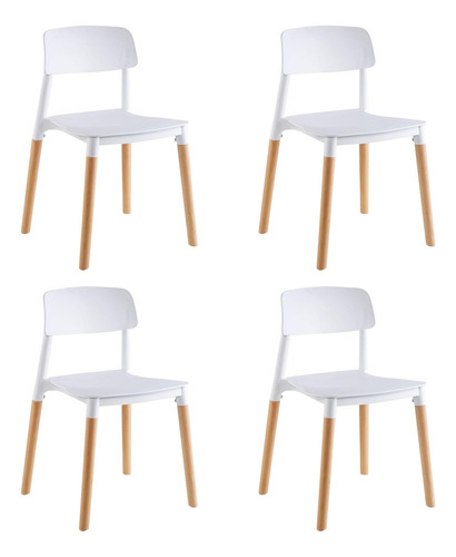 Set de 4 Sillas de Comedor Estocolmo con Patas de Madera | Sillas Modernas con Estilo Nordico Minimalista