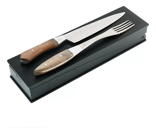 Set De Cubiertos Tenedor Y Cuchillo Artesanal Con Estuche