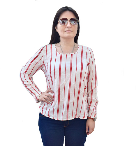 Lozavii Remera Blusa Rayada Mangas Largas