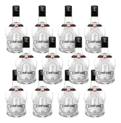 Pack De 12 Tequila El Compadre Cristalino 700ml