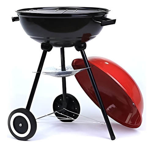 Parrillero Portatil Barbacoa Bbq Redonda Grande Roja