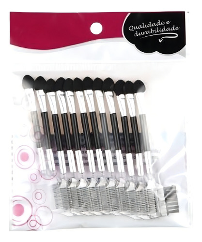12 Pinceis Pincel Aplicador De Sombras E Pente Sobrancelhas Cor Preto