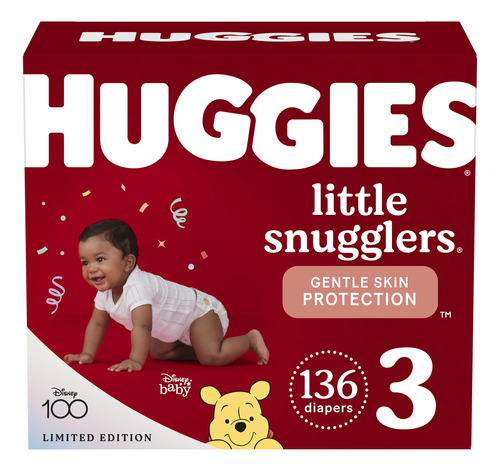 Paales Para Beb Talla 3 (16-28 Libras), 136 Unidades, Huggie